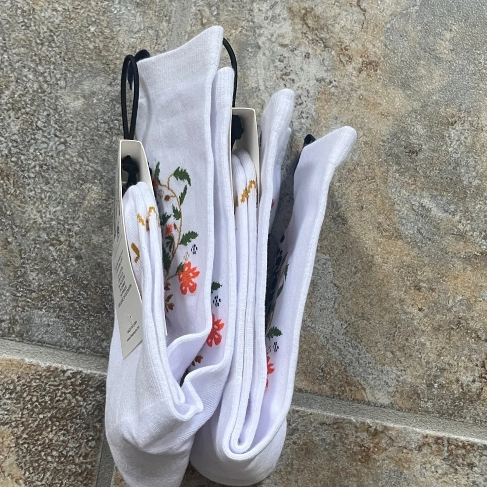 Free People Forest Floral Embroidered Socks, 1 pair, NWT